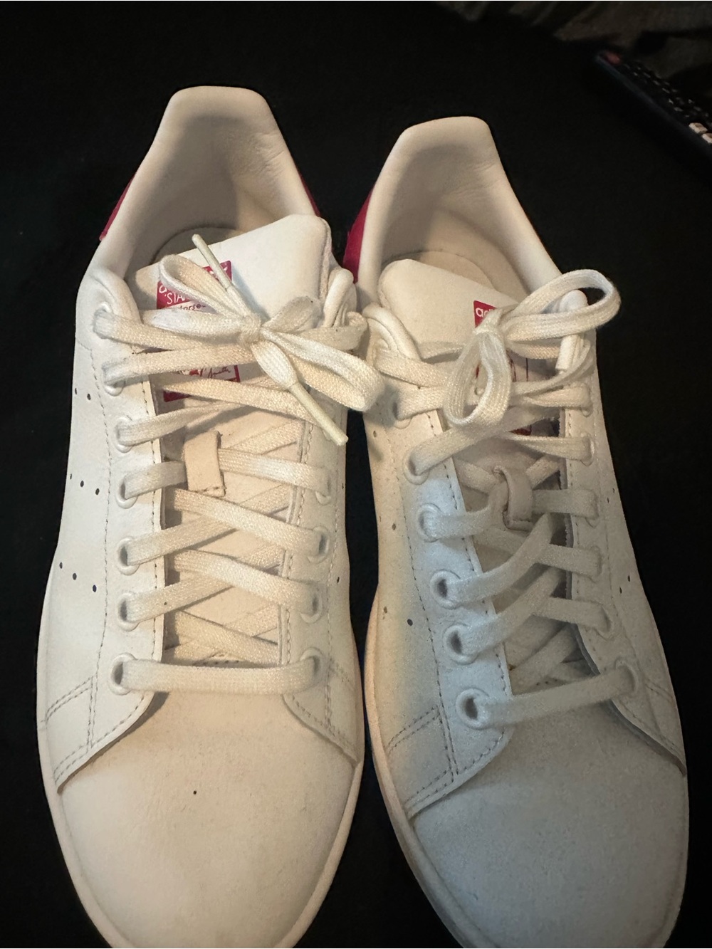 adidas White Sneakers with Pink Heel Detail